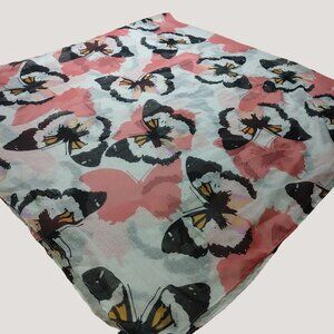 Viscose Scarf Wrap Butterfly Print Lightweight Pink Black Motif 72 by 35